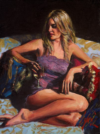 Teressa by Fabian Perez - Original Painting on Stretched Canvas